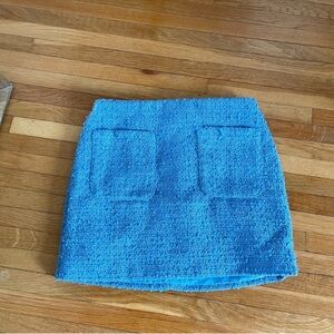 h&m blue tweed skirt size xs